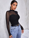 Mesh Yoke Solid Tee
