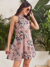 Tie Back Floral Print Halter Dress