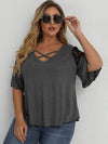 Plus Criss cross Lace Panel Tee