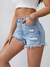 Ripped Raw Trim Denim Shorts