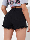 Ripped Raw Trim Denim Shorts