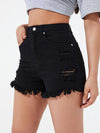 Ripped Raw Trim Denim Shorts