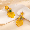Bead & Leaf Drop Earrings