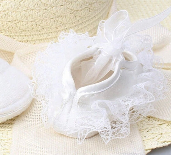 Soft Sole Anti-Slip Infant Shoes With Lace & Flower Decorations - Ideal For Birthday Party - 0-6Months