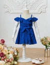 GIRLS Baby Ruffle Trim Cold Shoulder Ruffle Hem Belted Dress