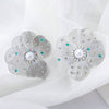 1pair Luxurious Metal Petals & Rhinestone Decor Large Flower Earrings For Party & Formal Dress Accessory