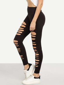  Distressed High Rise Leggings