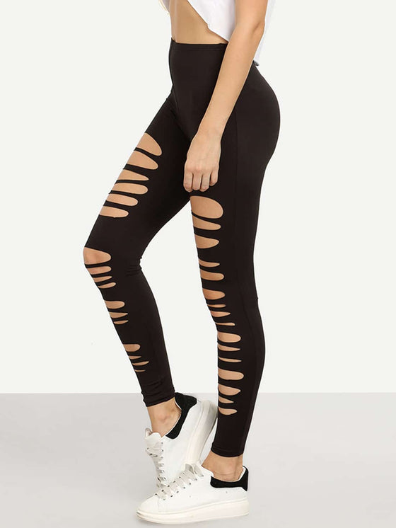 Distressed High Rise Leggings