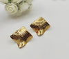 Stud crumpled earrings, stainless steel gold earings, square crumpled earrings with texture