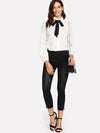 Contrast Tie Neck Shirt