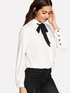 Contrast Tie Neck Shirt