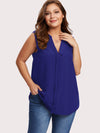 Plus Notch Neck Sleeveless Top