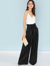Self Belted Box Pleated Palazzo Pants