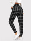 Elastic Waist Slant Pocket Grid Pants