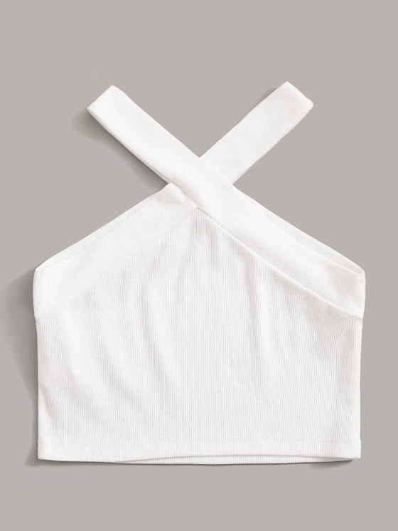 Rib Knit Halter Crop Top