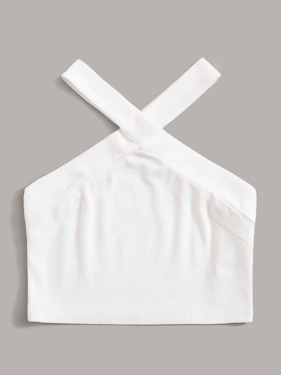 Rib Knit Halter Crop Top