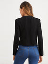 Zip Embellished Collarless Blazer