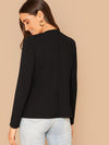 Padded Shoulder Open Front Blazer