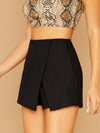 Solid Zip Back Wrap Skort