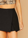 Solid Zip Back Wrap Skort
