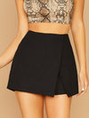 Solid Zip Back Wrap Skort