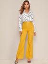Notch Neck Geo Print Blouse