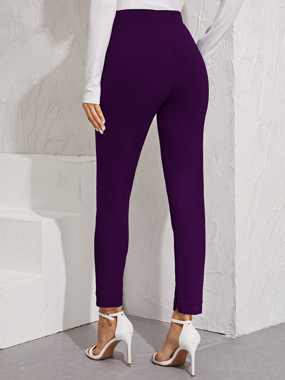 Elastic Waist Split Hem Pants