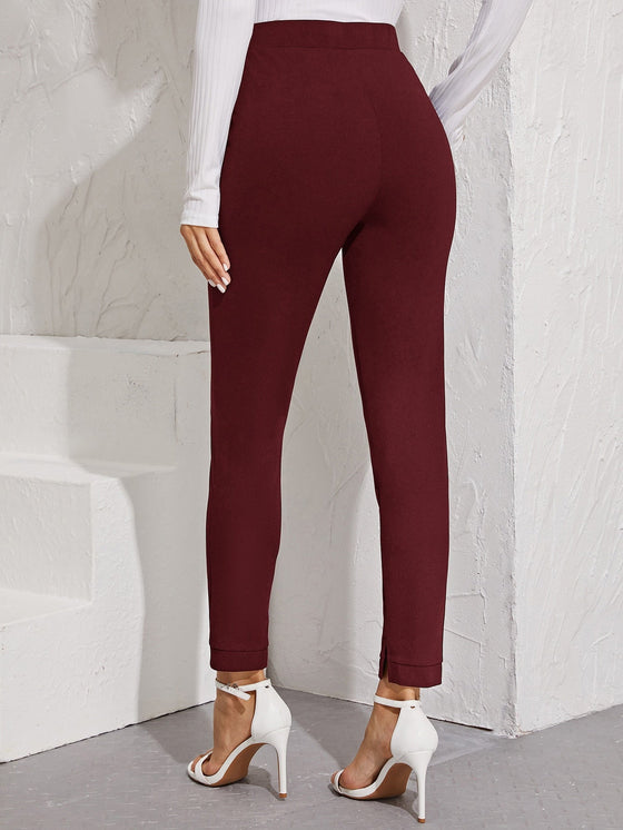 Elastic Waist Split Hem Pants