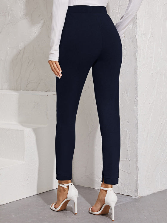 Elastic Waist Split Hem Pants