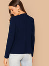 Padded Shoulder Open Front Blazer