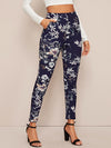 Floral Print High Waist Skinny Pants