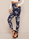 Floral Print High Waist Skinny Pants