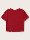 Ribbed Lettuce Edge Cropped Tee
