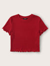 Ribbed Lettuce Edge Cropped Tee