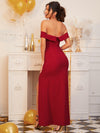Foldover Off Shoulder Split Thigh Dress