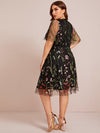 Plus Floral Embroidered Mesh A line Dress