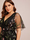 Plus Floral Embroidered Mesh A line Dress
