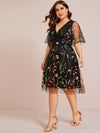 Plus Floral Embroidered Mesh A line Dress