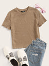 Ribbed Lettuce Edge Cropped Tee