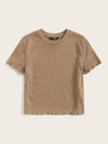 Ribbed Lettuce Edge Cropped Tee