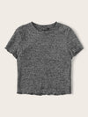 Ribbed Lettuce Edge Cropped Tee