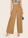 High Waist Buttoned Front Wide Leg Pants