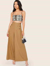 High Waist Buttoned Front Wide Leg Pants
