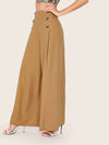 High Waist Buttoned Front Wide Leg Pants