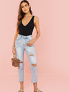 Form Fitting V Neck Tank Top