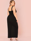 Plus Split Thigh Solid Maxi Dress