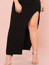 Plus Split Thigh Solid Maxi Dress