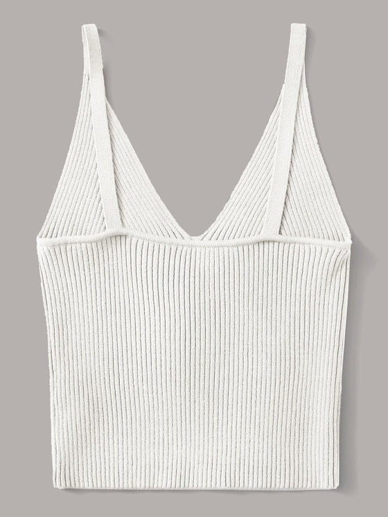 Ribbed V Neck Crop Top