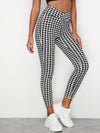 Overlap Waistband Cropped Gingham Leggings