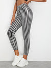Overlap Waistband Cropped Gingham Leggings